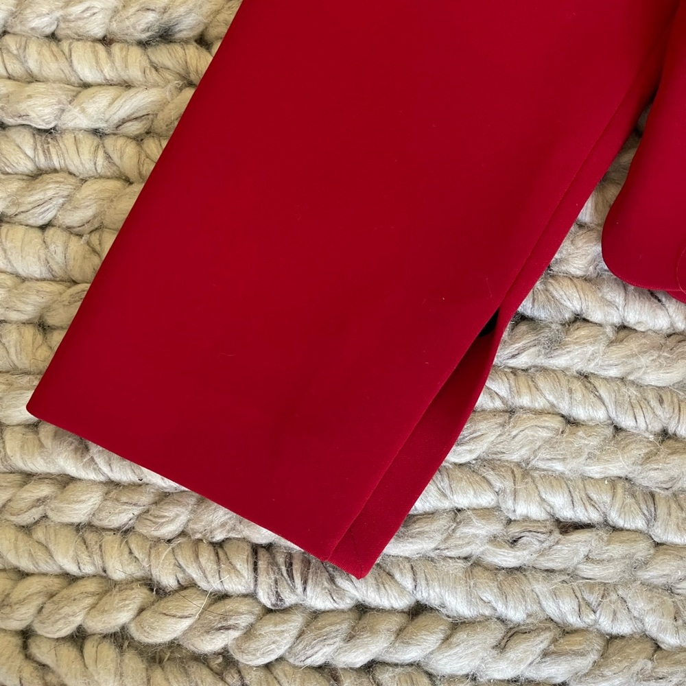 Zara Red Cropped Round-Neck Button Jacket - Picture 2 of 4